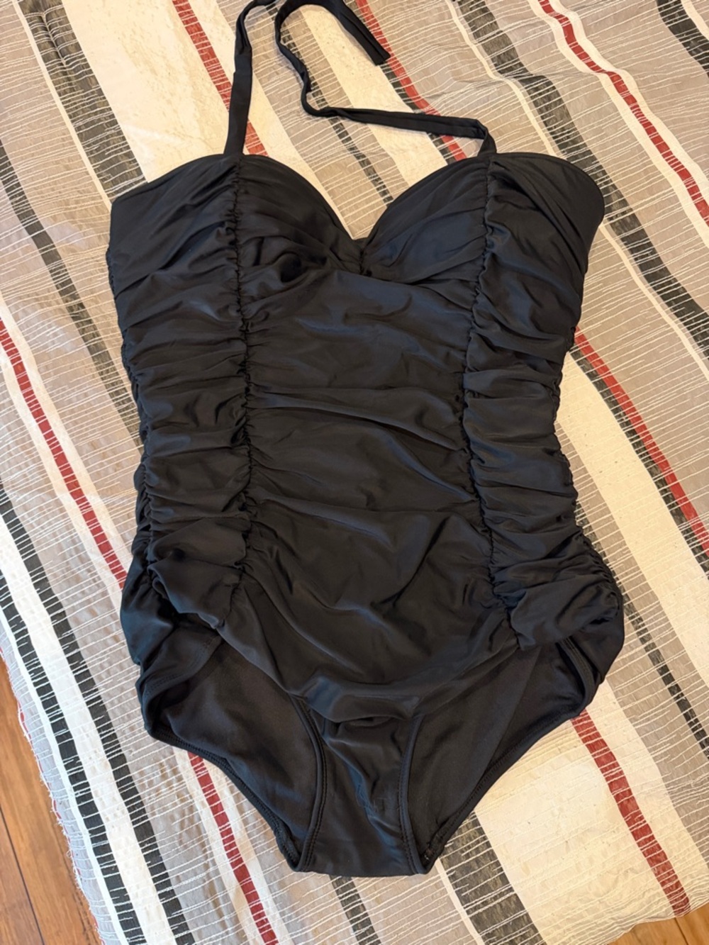 Classic Black Ruched One-Piece Swimsuit - Women's